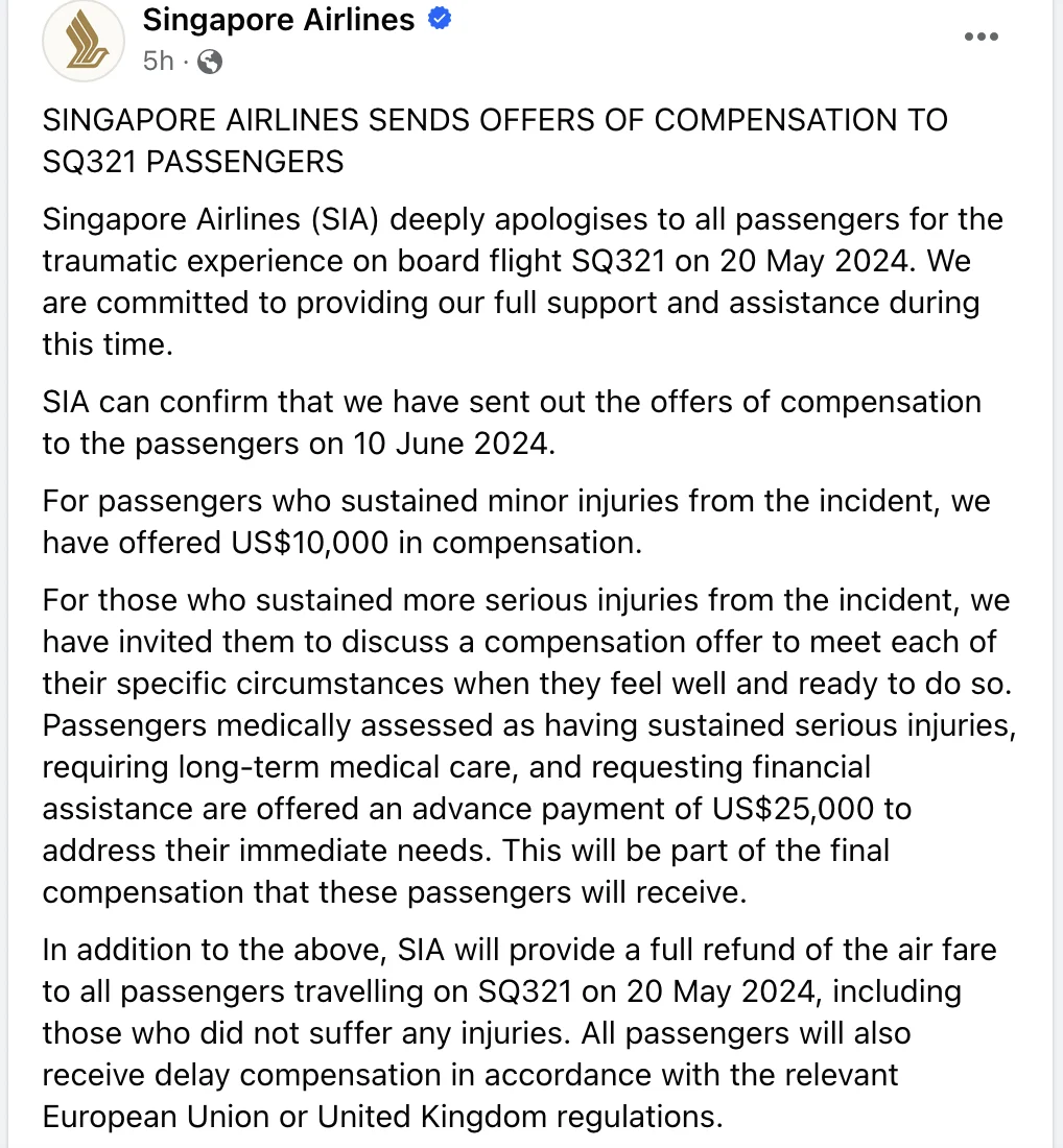 Korban Turbulensi Maut Singapore Airlines SQ321 Layangkan Gugatan Hukum di Inggris