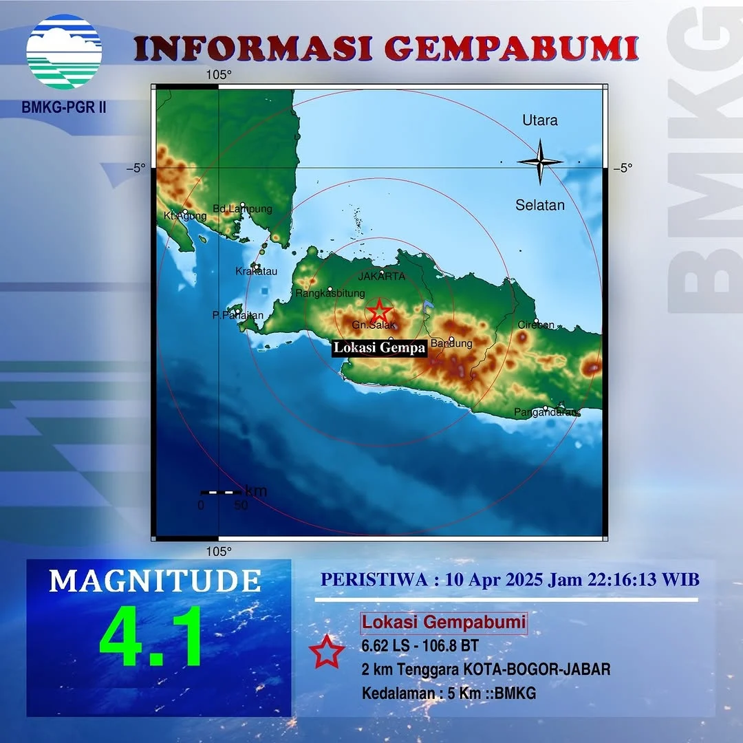 Gempa M4,1 Guncang Bogor Sore Ini, Warga Rasakan Getaran