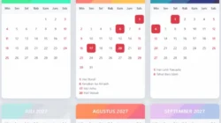 Kalender 2027 Lengkap dengan Tanggal Merah: 18 Libur Nasional dan 8 Cuti Bersama Resmi Ditetapkan