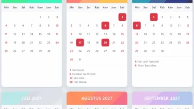 Kalender 2027 Lengkap dengan Tanggal Merah: 18 Libur Nasional dan 8 Cuti Bersama Resmi Ditetapkan