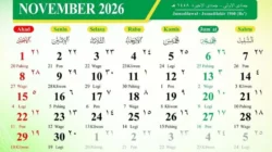 Kalender November 2026: Tanpa Libur Nasional, Ini Tanggal Hijriah dan Hari Penting