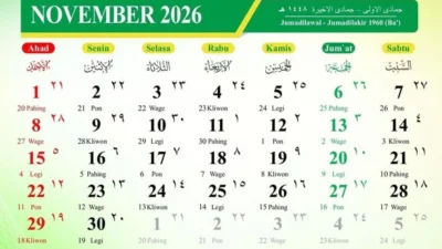 Kalender November 2026: Tanpa Libur Nasional, Ini Tanggal Hijriah dan Hari Penting